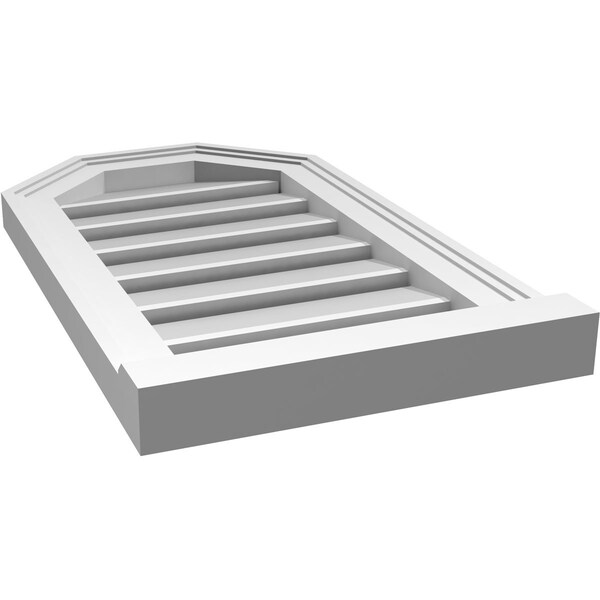 Ekena Millwork Octagonal Top Surface Mount PVC Gable Vent w/ 2"W x 2"P Brickmould Sill Frame, 14"W x 24"H - GVPOT14X2403SF