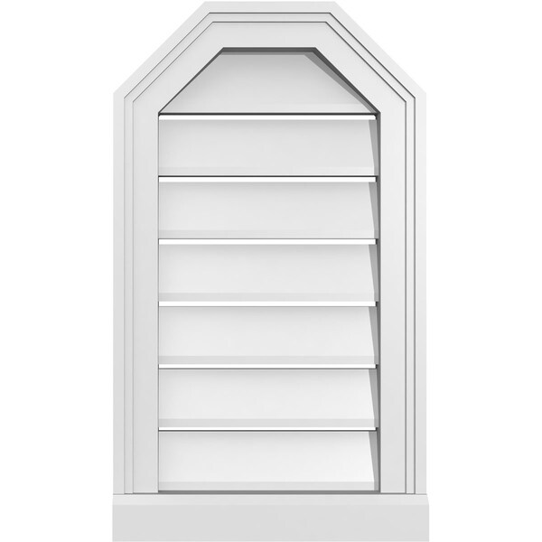 Ekena Millwork Octagonal Top Surface Mount PVC Gable Vent w/ 2"W x 2"P Brickmould Sill Frame, 14"W x 24"H - GVPOT14X2403SF