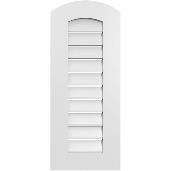 Ekena Millwork Arch Top Surface Mount PVC Gable Vent: Non-Functional, w/ 3-1/2"W x 1"P Standard Frame, 14"W x 32"H - GVPAR14X3201SN