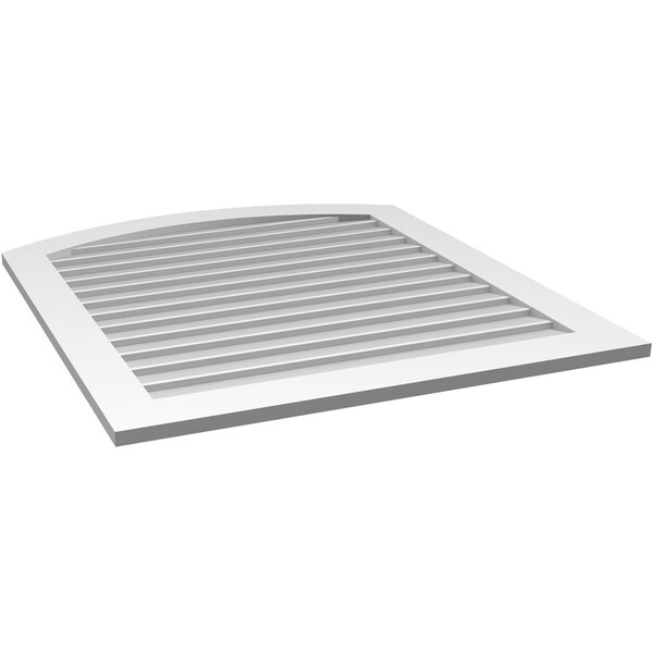 Ekena Millwork Arch Top Surface Mount PVC Gable Vent: Functional, w/ 3-1/2"W x 1"P Standard Frame, 38"W x 42"H - GVPAR38X4201SF