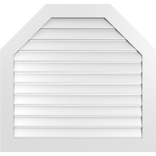 Ekena Millwork Octagonal Top Surface Mount PVC Gable Vent: Functional, w/ 3-1/2"W x 1"P Standard Frame, 40"W x 38"H - GVPOT40X3801SF