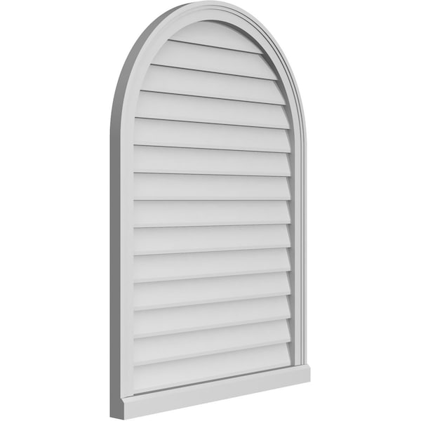 Ekena Millwork Round Top Surface Mount PVC Gable Vent w/ 2"W x 2"P Brickmould Sill Frame, 30"W x 42"H - GVPRT30X4203SN