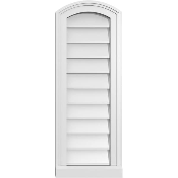 Ekena Millwork Arch Top Surface Mount PVC Gable Vent: Functional, w/ 2"W x 2"P Brickmould Sill Frame, 12"W x 32"H - GVPAR12X3203SF
