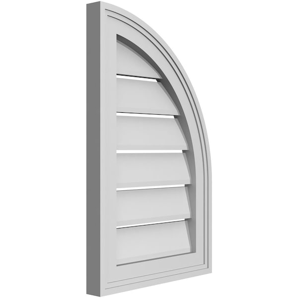Ekena Millwork Quarter Round Top Right Surface Mount PVC Gable Vent w/ 2"W x 2"P Brickmould Sill Frame, 14"W x 22"H - GVPQR14X2203SF