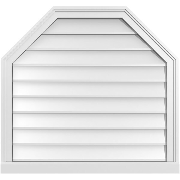 Ekena Millwork Octagonal Top Surface Mount PVC Gable Vent w/ 2"W x 2"P Brickmould Sill Frame, 32"W x 30"H - GVPOT32X3003SN