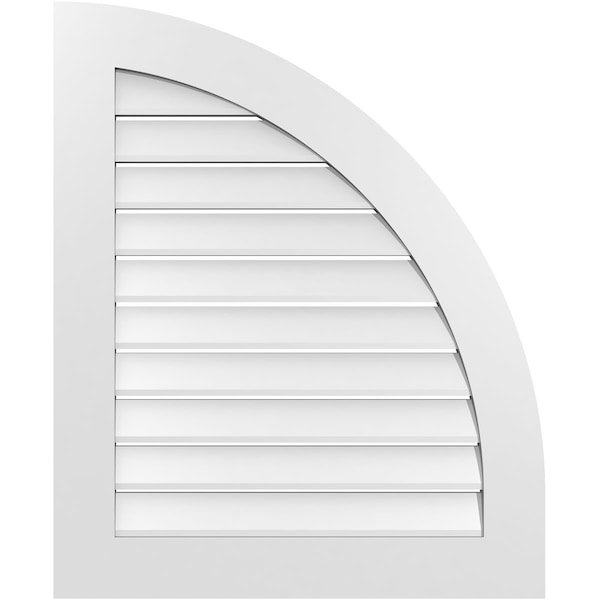 Ekena Millwork Quarter Round Top Right Surface Mount PVC Gable Vent w/ 3-1/2"W x 1"P Standard Frame, 28"W x 34"H - GVPQR28X3401SF