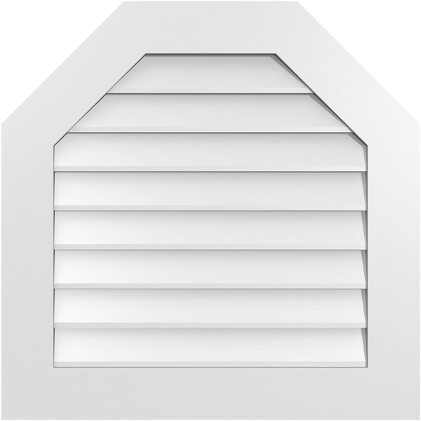 Ekena Millwork Octagonal Top Surface Mount PVC Gable Vent w/ 3-1/2"W x 1"P Standard Frame, 28"W x 28"H - GVPOT28X2801SN