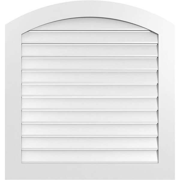 Ekena Millwork Arch Top Surface Mount PVC Gable Vent: Non-Functional, w/ 3-1/2"W x 1"P Standard Frame, 36"W x 36"H - GVPAR36X3601SN