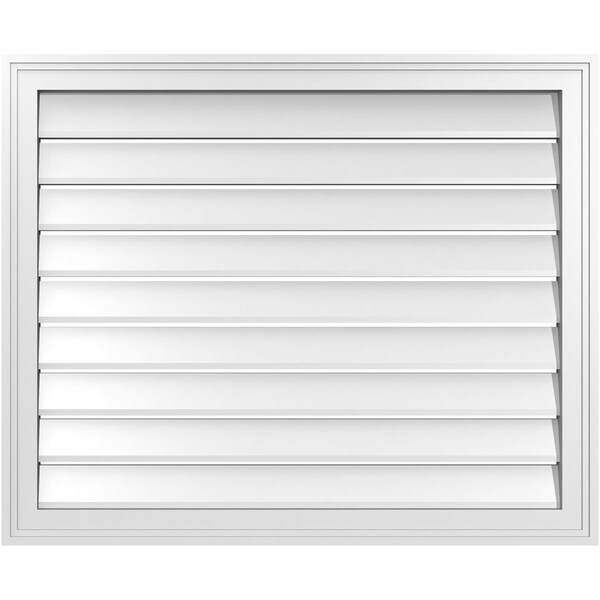 Ekena Millwork Vertical Surface Mount PVC Gable Vent: Functional, w/ 2"W x 1-1/2"P Brickmould Frame, 34"W x 28"H - GVPVE34X2802SF