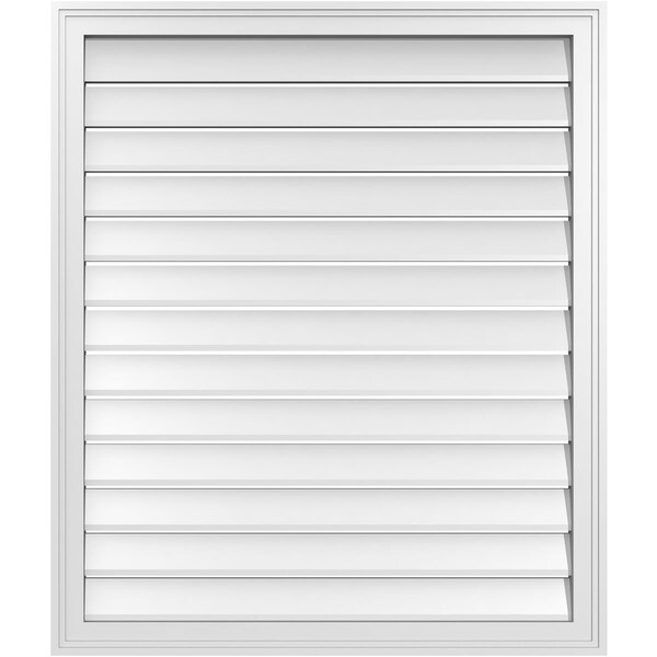 Ekena Millwork Vertical Surface Mount PVC Gable Vent: Functional, w/ 2"W x 1-1/2"P Brickmould Frame, 34"W x 40"H - GVPVE34X4002SF