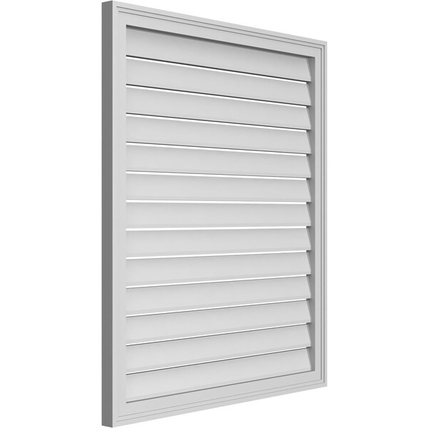 Ekena Millwork Vertical Surface Mount PVC Gable Vent: Functional, w/ 2"W x 1-1/2"P Brickmould Frame, 34"W x 40"H - GVPVE34X4002SF