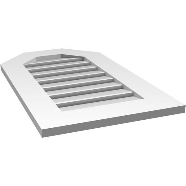 Ekena Millwork Octagonal Top Surface Mount PVC Gable Vent: Functional, w/ 3-1/2"W x 1"P Standard Frame, 18"W x 30"H - GVPOT18X3001SF
