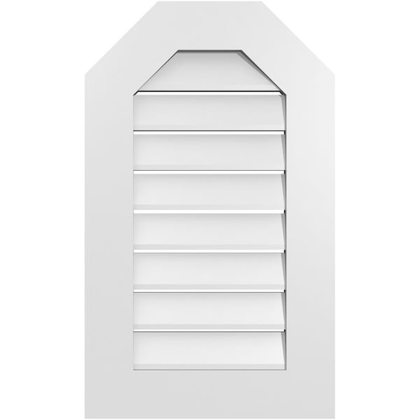 Ekena Millwork Octagonal Top Surface Mount PVC Gable Vent: Functional, w/ 3-1/2"W x 1"P Standard Frame, 18"W x 30"H - GVPOT18X3001SF