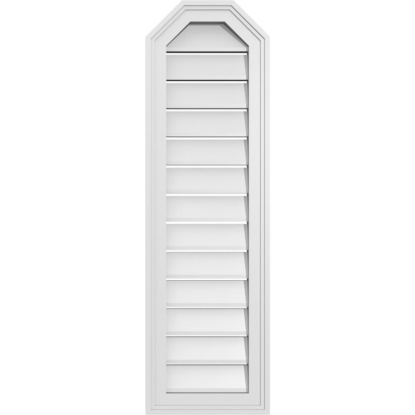 Ekena Millwork Octagonal Top Surface Mount PVC Gable Vent w/ 2"W x 1-1/2"P Brickmould Frame, 12"W x 40"H - GVPOT12X4002SF