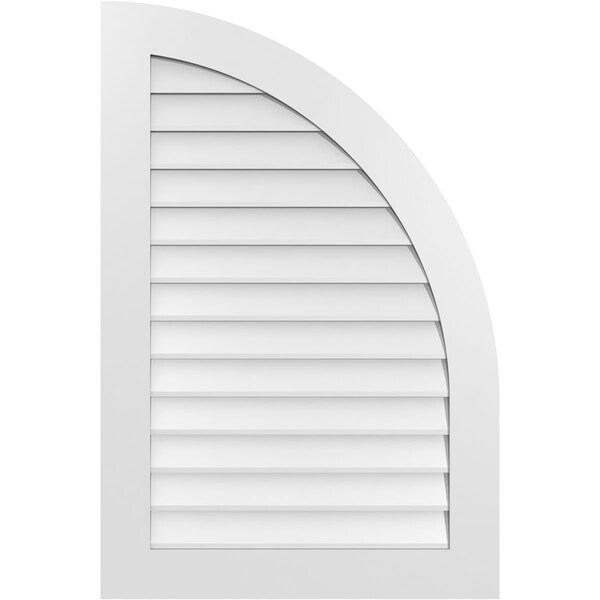 Ekena Millwork Quarter Round Top Right Surface Mount PVC Gable Vent w/ 3-1/2"W x 1"P Standard Frame, 28"W x 42"H - GVPQR28X4201SN