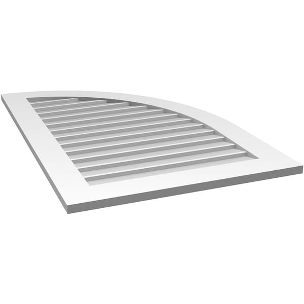 Ekena Millwork Quarter Round Top Right Surface Mount PVC Gable Vent w/ 3-1/2"W x 1"P Standard Frame, 28"W x 42"H - GVPQR28X4201SN
