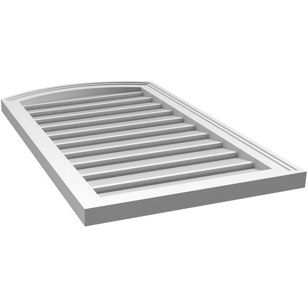 Ekena Millwork Arch Top Surface Mount PVC Gable Vent: Non-Functional, w/2"W x 1-1/2"P Brickmould Frame, 20"W x 32"H - GVPAR20X3202SN