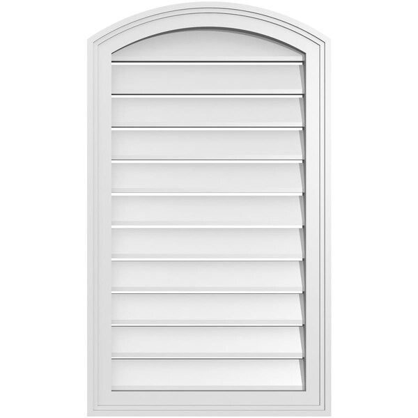Ekena Millwork Arch Top Surface Mount PVC Gable Vent: Non-Functional, w/2"W x 1-1/2"P Brickmould Frame, 20"W x 32"H - GVPAR20X3202SN