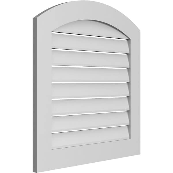 Ekena Millwork Arch Top Surface Mount PVC Gable Vent: Non-Functional, w/ 3-1/2"W x 1"P Standard Frame, 28"W x 42"H - GVPAR28X4201SN