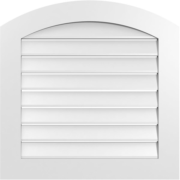Ekena Millwork Arch Top Surface Mount PVC Gable Vent: Non-Functional, w/ 3-1/2"W x 1"P Standard Frame, 28"W x 42"H - GVPAR28X4201SN