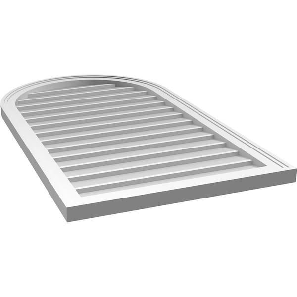 Ekena Millwork Round Top Surface Mount PVC Gable Vent w/ 2"W x 1-1/2"P Brickmould Frame, 24"W x 42"H - GVPRT24X4202SN
