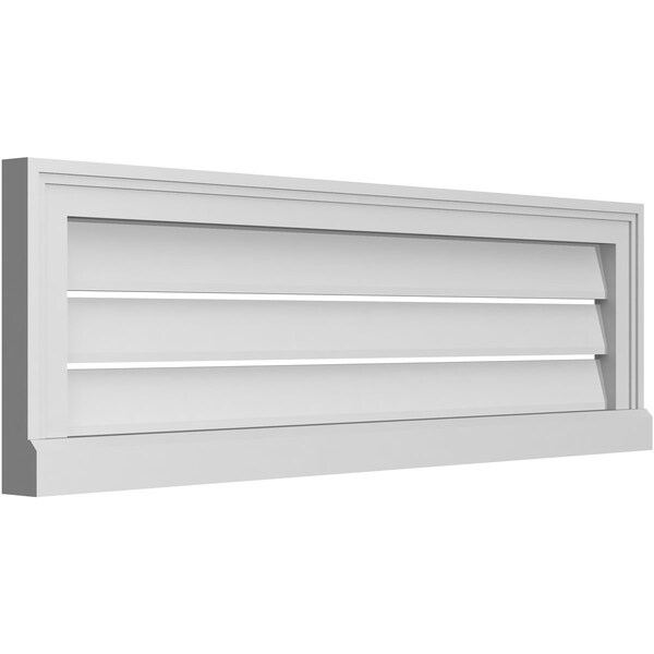 Ekena Millwork Vertical Surface Mount PVC Gable Vent: Functional, w/ 2"W x 2"P Brickmould Sill Frame, 38"W x 12"H - GVPVE38X1203SF