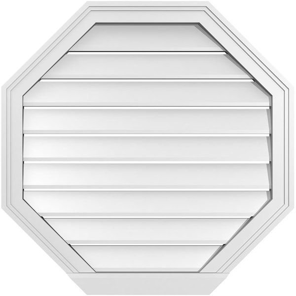 Ekena Millwork Octagonal Surface Mount PVC Gable Vent: Functional, w/ 2"W x 2"P Brickmould Sill Frame, 28"W x 28"H - GVPOC28X2803SF