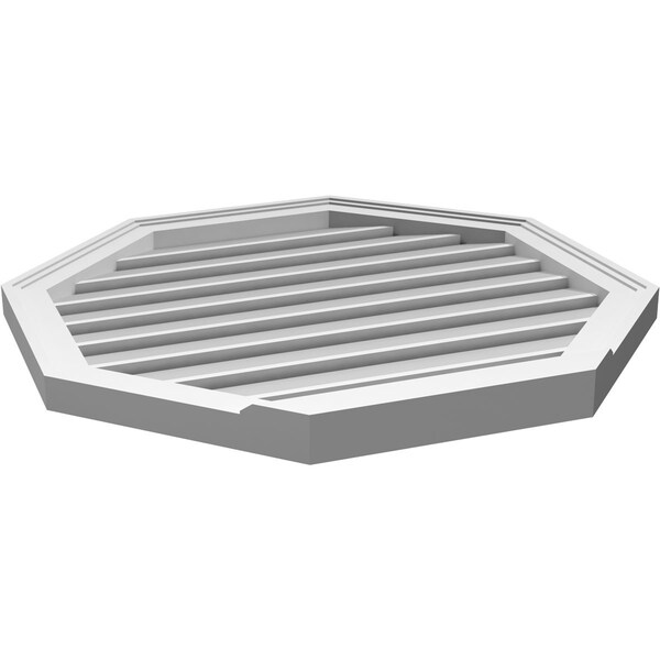 Ekena Millwork Octagonal Surface Mount PVC Gable Vent: Functional, w/ 2"W x 2"P Brickmould Sill Frame, 28"W x 28"H - GVPOC28X2803SF