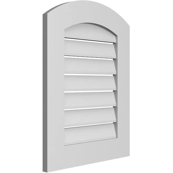 Ekena Millwork Arch Top Surface Mount PVC Gable Vent: Non-Functional, w/ 3-1/2"W x 1"P Standard Frame, 20"W x 24"H - GVPAR20X2401SN