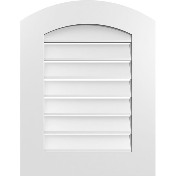 Ekena Millwork Arch Top Surface Mount PVC Gable Vent: Non-Functional, w/ 3-1/2"W x 1"P Standard Frame, 20"W x 24"H - GVPAR20X2401SN