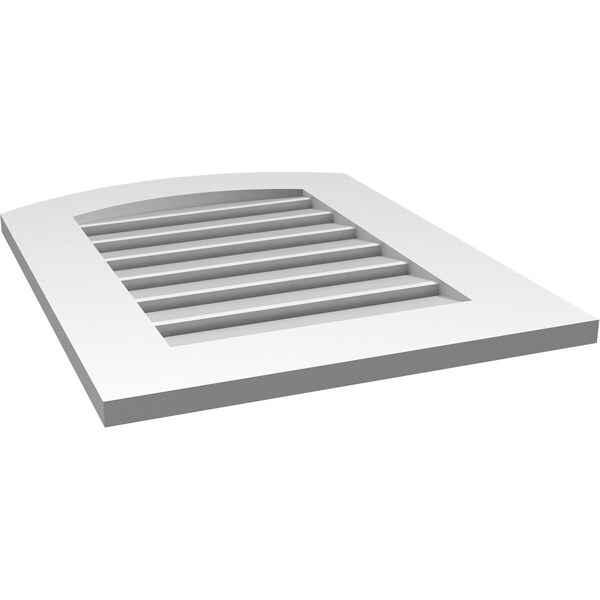 Ekena Millwork Arch Top Surface Mount PVC Gable Vent: Non-Functional, w/ 3-1/2"W x 1"P Standard Frame, 20"W x 24"H - GVPAR20X2401SN