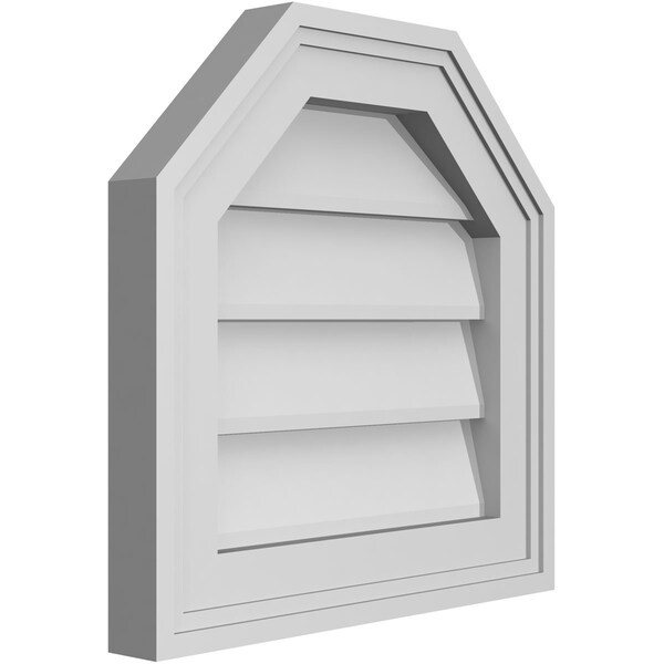 Ekena Millwork Octagonal Top Surface Mount PVC Gable Vent w/ 2"W x 1-1/2"P Brickmould Frame, 14"W x 14"H - GVPOT14X1402SN