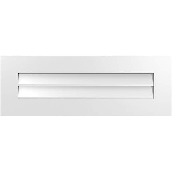 Ekena Millwork Vertical Surface Mount PVC Gable Vent: Non-Functional, w/3-1/2"W x 1"H, Standard Frame, 34"W x 12"H - GVPVE34X1201SN