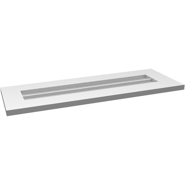 Ekena Millwork Vertical Surface Mount PVC Gable Vent: Non-Functional, w/3-1/2"W x 1"H, Standard Frame, 34"W x 12"H - GVPVE34X1201SN