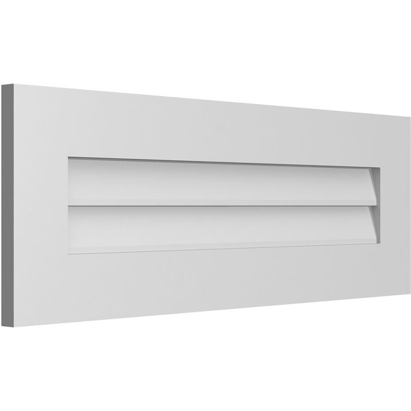Ekena Millwork Vertical Surface Mount PVC Gable Vent: Non-Functional, w/3-1/2"W x 1"H, Standard Frame, 34"W x 12"H - GVPVE34X1201SN