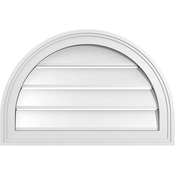 Ekena Millwork Round Top Surface Mount PVC Gable Vent: Functional, w/ 2"W x 1-1/2"P Brickmould Frame, 24"W x 16"H - GVPRT24X1602SF