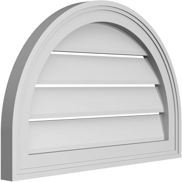 Ekena Millwork Round Top Surface Mount PVC Gable Vent: Functional, w/ 2"W x 1-1/2"P Brickmould Frame, 24"W x 16"H - GVPRT24X1602SF