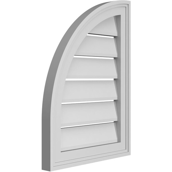 Ekena Millwork Quarter Round Top Left Surface Mount PVC Gable Vent w/ 2"W x 1-1/2"P Brickmould Frame, 16"W x 22"H - GVPQL16X2202SF