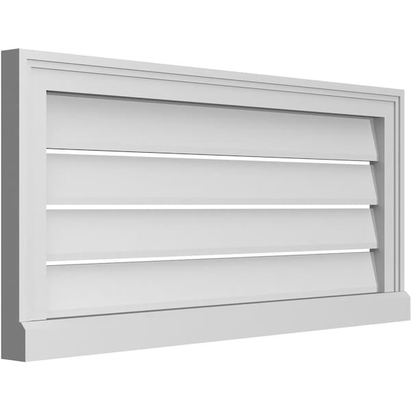 Ekena Millwork Vertical Surface Mount PVC Gable Vent: Functional, w/ 2"W x 2"P Brickmould Sill Frame, 34"W x 16"H - GVPVE34X1603SF