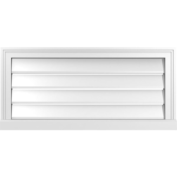 Ekena Millwork Vertical Surface Mount PVC Gable Vent: Functional, w/ 2"W x 2"P Brickmould Sill Frame, 34"W x 16"H - GVPVE34X1603SF