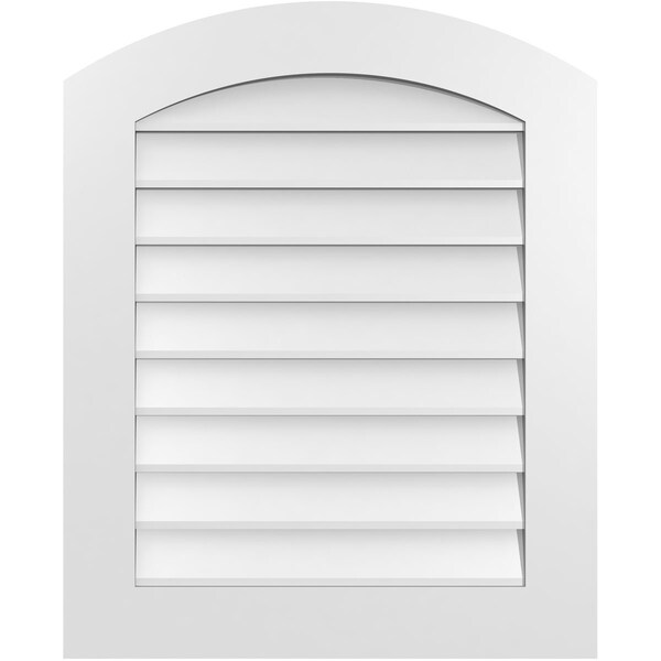 Ekena Millwork Arch Top Surface Mount PVC Gable Vent: Functional, w/ 3-1/2"W x 1"P Standard Frame, 26"W x 32"H - GVPAR26X3201SF