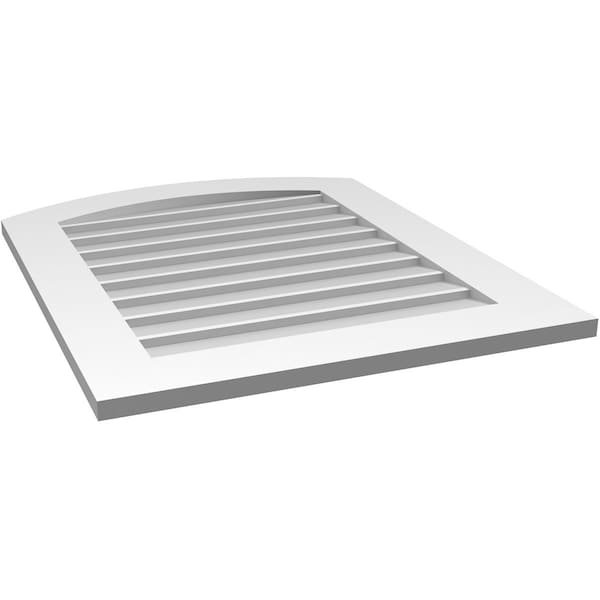 Ekena Millwork Arch Top Surface Mount PVC Gable Vent: Functional, w/ 3-1/2"W x 1"P Standard Frame, 26"W x 32"H - GVPAR26X3201SF