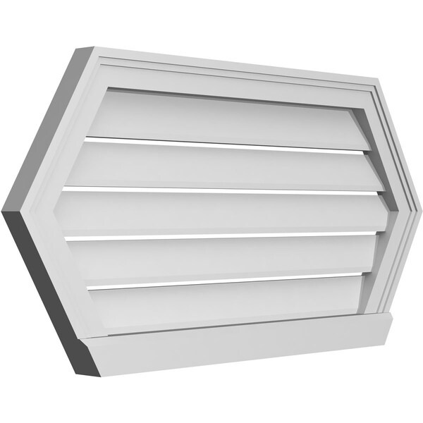 Ekena Millwork Half Round Surface Mount PVC Gable Vent: Functional, w/ 2"W x 2"P Brickmould Sill Frame, 34"W x 17"H - GVPHR34X1703SF