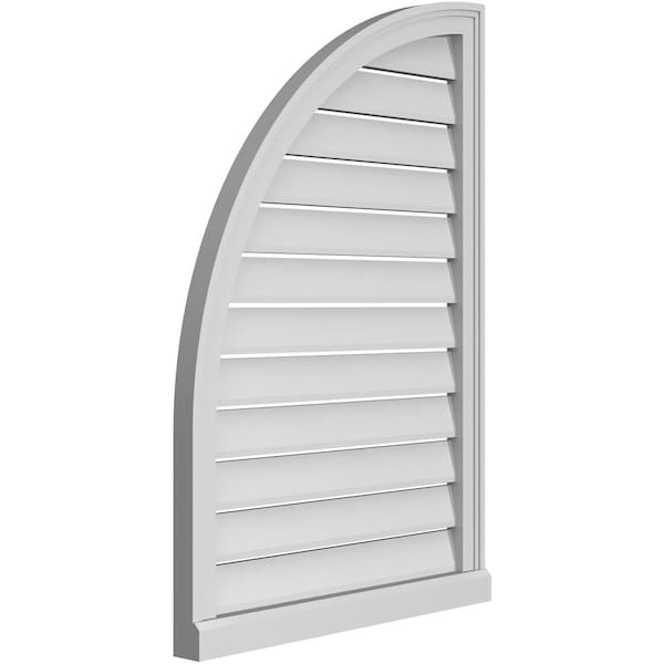 Ekena Millwork Quarter Round Top Left Surface Mount PVC Gable Vent w/ 2"W x 2"P Brickmould Sill Frame, 26"W x 38"H - GVPQL26X3803SF