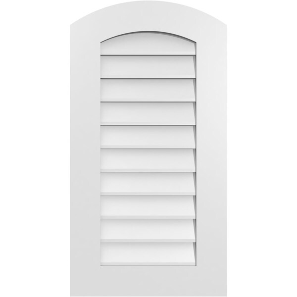 Ekena Millwork Arch Top Surface Mount PVC Gable Vent: Functional, w/ 3-1/2"W x 1"P Standard Frame, 18"W x 34"H - GVPAR18X3401SF