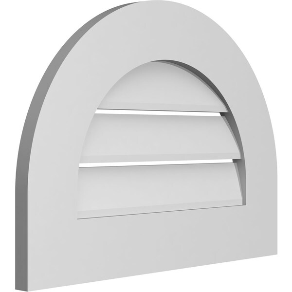 Ekena Millwork Round Top Surface Mount PVC Gable Vent: Functional, w/ 3-1/2"W x 1"P Standard Frame, 22"W x 16"H - GVPRT22X1601SF