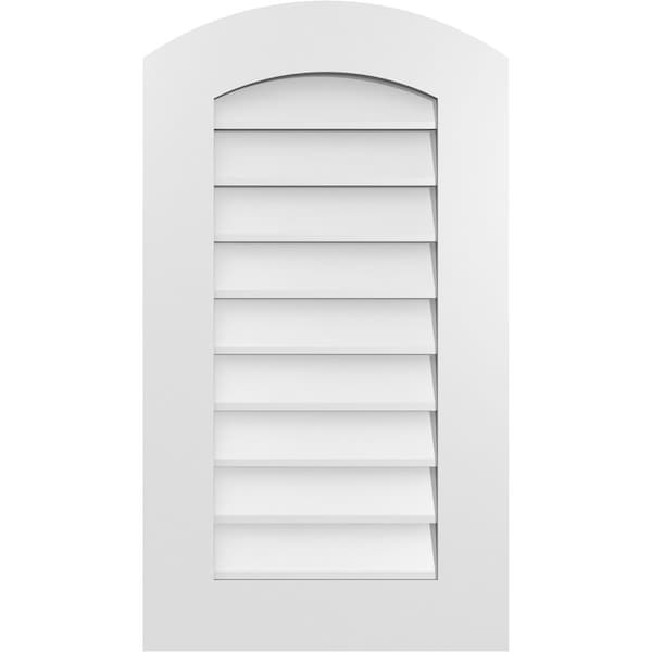Ekena Millwork Arch Top Surface Mount PVC Gable Vent: Functional, w/ 3-1/2"W x 1"P Standard Frame, 18"W x 32"H - GVPAR18X3201SF