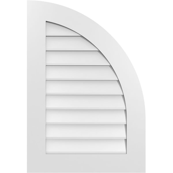 Ekena Millwork Quarter Round Top Right Surface Mount PVC Gable Vent w/ 3-1/2"W x 1"P Standard Frame, 22"W x 32"H - GVPQR22X3201SN