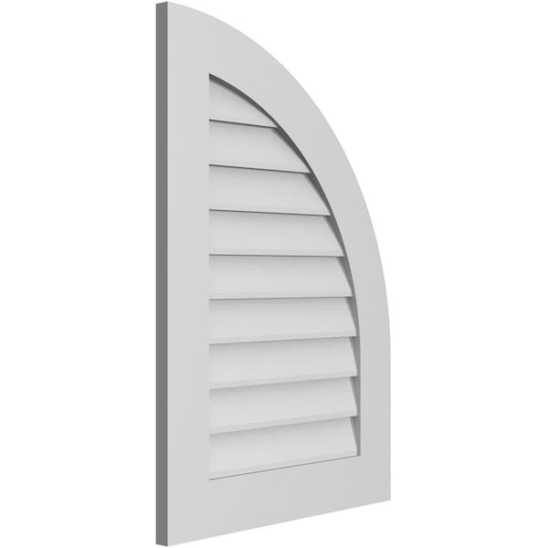 Ekena Millwork Quarter Round Top Right Surface Mount PVC Gable Vent w/ 3-1/2"W x 1"P Standard Frame, 22"W x 32"H - GVPQR22X3201SN