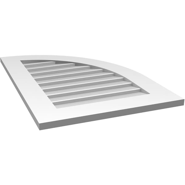Ekena Millwork Quarter Round Top Right Surface Mount PVC Gable Vent w/ 3-1/2"W x 1"P Standard Frame, 22"W x 32"H - GVPQR22X3201SN